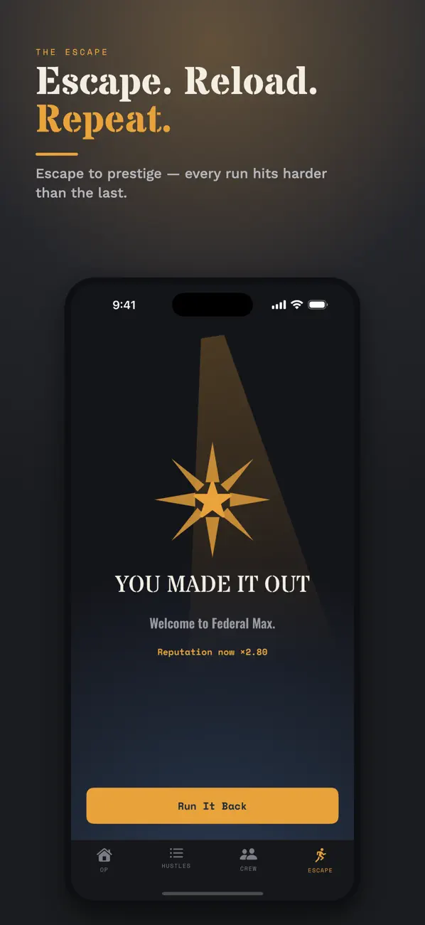 Break out to prestige: every escape lands in a tougher, richer prison